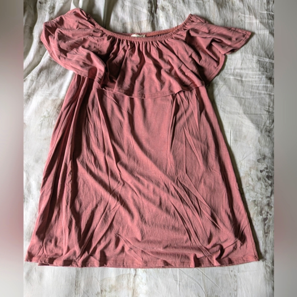 Hummingbird | Off-Shoulder Pink Babydoll Dress Size M